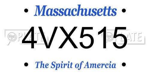 4VX515 Massachusetts License Plate