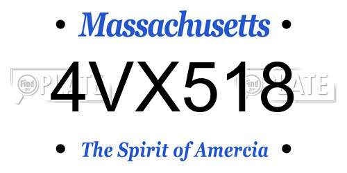 4VX518 Massachusetts License Plate