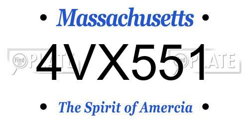 4VX551 Massachusetts License Plate