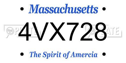4VX728 Massachusetts License Plate