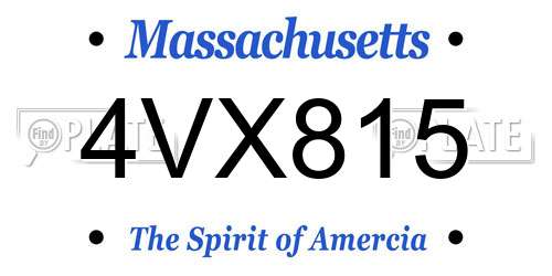 4VX815 Massachusetts License Plate
