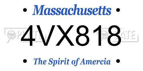 4VX818 Massachusetts License Plate