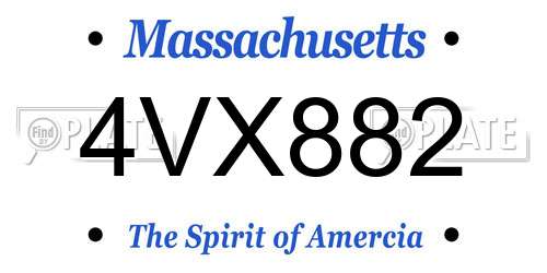 4VX882 Massachusetts License Plate