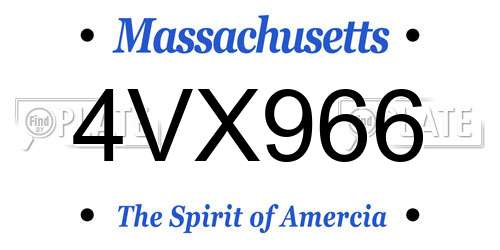 4VX966 Massachusetts License Plate