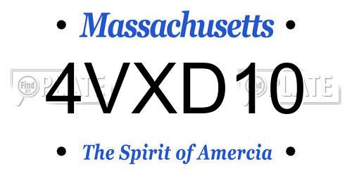 4VXD10 Massachusetts License Plate
