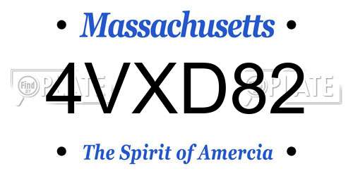 4VXD82 Massachusetts License Plate