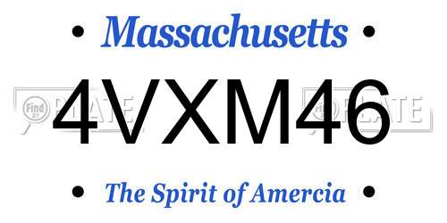 4VXM46 Massachusetts License Plate