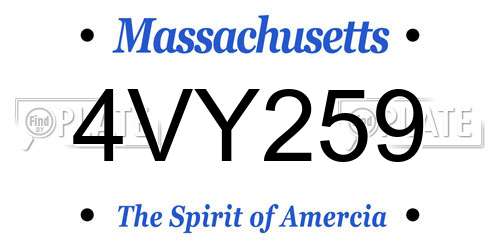 4VY259 Massachusetts License Plate