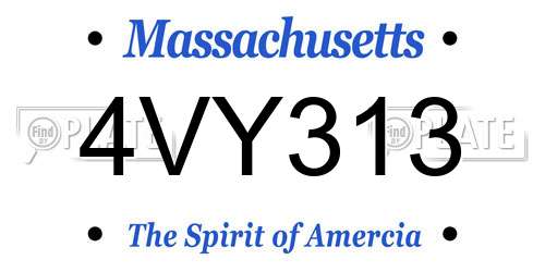 4VY313 Massachusetts License Plate