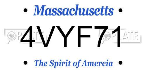 4VYF71 Massachusetts License Plate