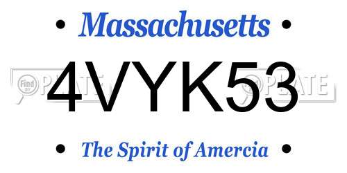4VYK53 Massachusetts License Plate