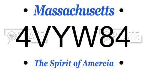 4VYW84 Massachusetts License Plate