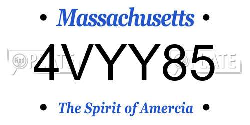4VYY85 Massachusetts License Plate