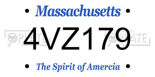 4VZ179 Massachusetts License Plate