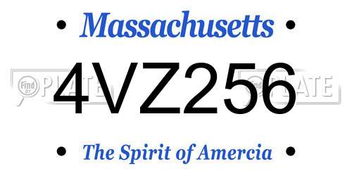 4VZ256 Massachusetts License Plate