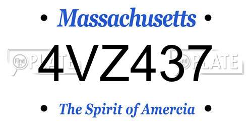 4VZ437 Massachusetts License Plate