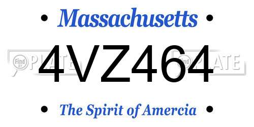 4VZ464 Massachusetts License Plate