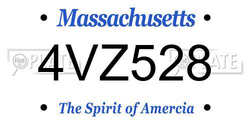 4VZ528 Massachusetts License Plate