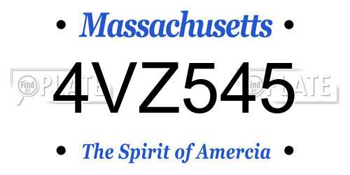 4VZ545 Massachusetts License Plate
