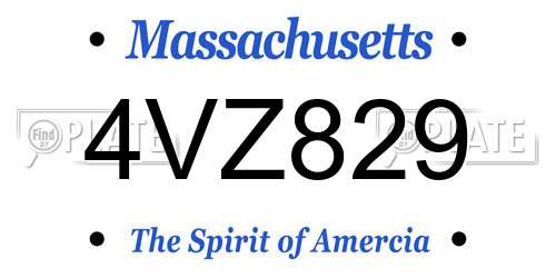 4VZ829 Massachusetts License Plate