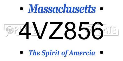 4VZ856 Massachusetts License Plate