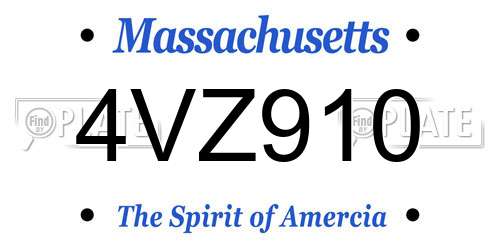 4VZ910 Massachusetts License Plate