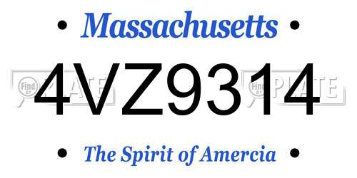 4VZ9314 Massachusetts License Plate