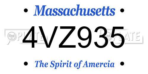 4VZ935 Massachusetts License Plate