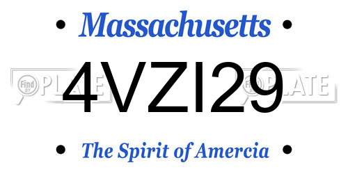 4VZI29 Massachusetts License Plate