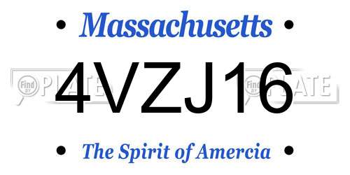 4VZJ16 Massachusetts License Plate