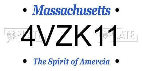 4VZK11 Massachusetts License Plate