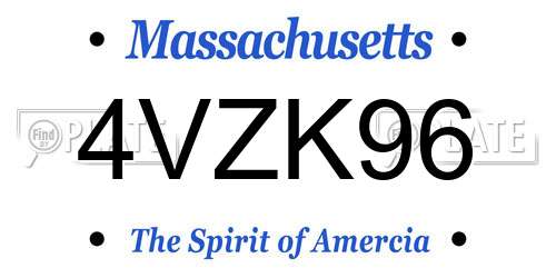 4VZK96 Massachusetts License Plate