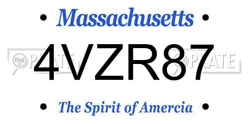 4VZR87 Massachusetts License Plate