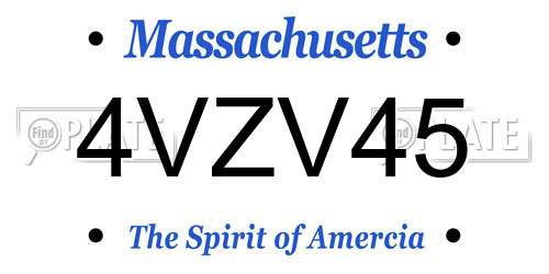 4VZV45 Massachusetts License Plate
