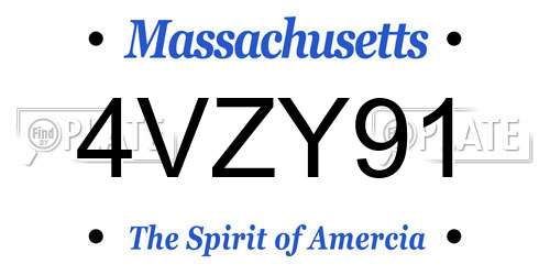 4VZY91 Massachusetts License Plate