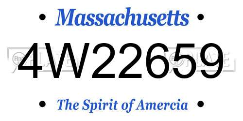 4W22659 Massachusetts License Plate