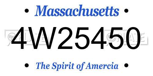 4W25450 Massachusetts License Plate