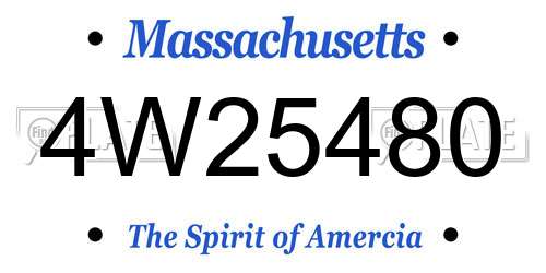 4W25480 Massachusetts License Plate
