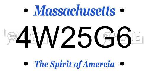 4W25G6 Massachusetts License Plate