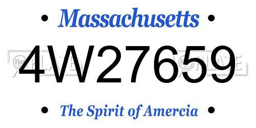 4W27659 Massachusetts License Plate