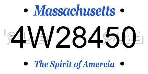 4W28450 Massachusetts License Plate