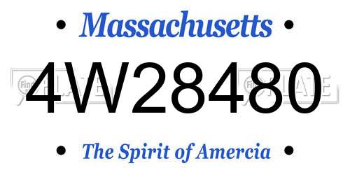 4W28480 Massachusetts License Plate
