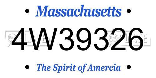 4W39326 Massachusetts License Plate