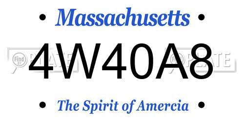 4W40A8 Massachusetts License Plate