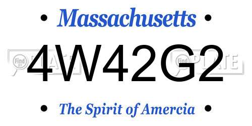 4W42G2 Massachusetts License Plate