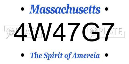 4W47G7 Massachusetts License Plate