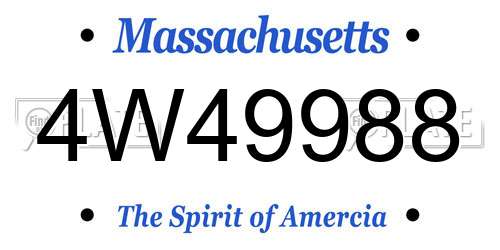 4W49988 Massachusetts License Plate
