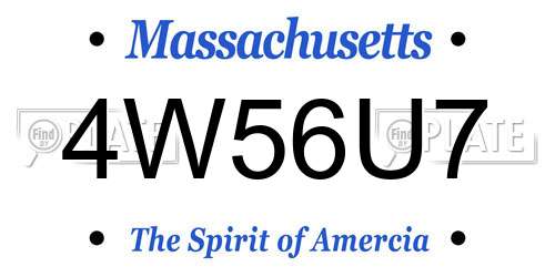4W56U7 Massachusetts License Plate