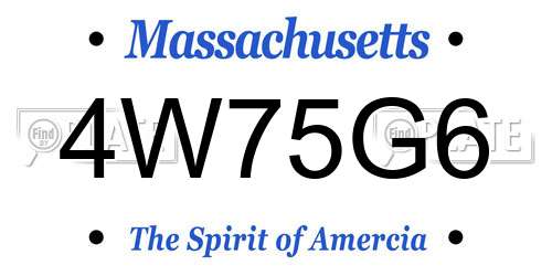 4W75G6 Massachusetts License Plate