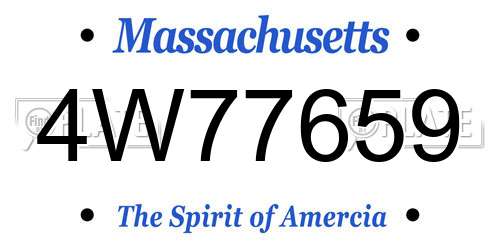 4W77659 Massachusetts License Plate